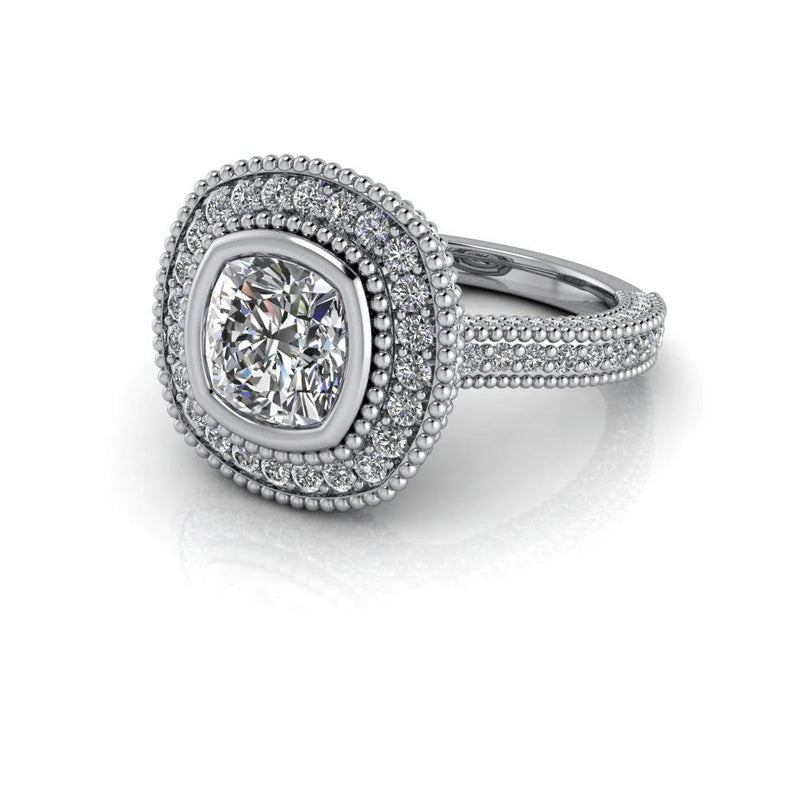 Lab Grown Diamond Engagement Ring Halo Cathedral Setting