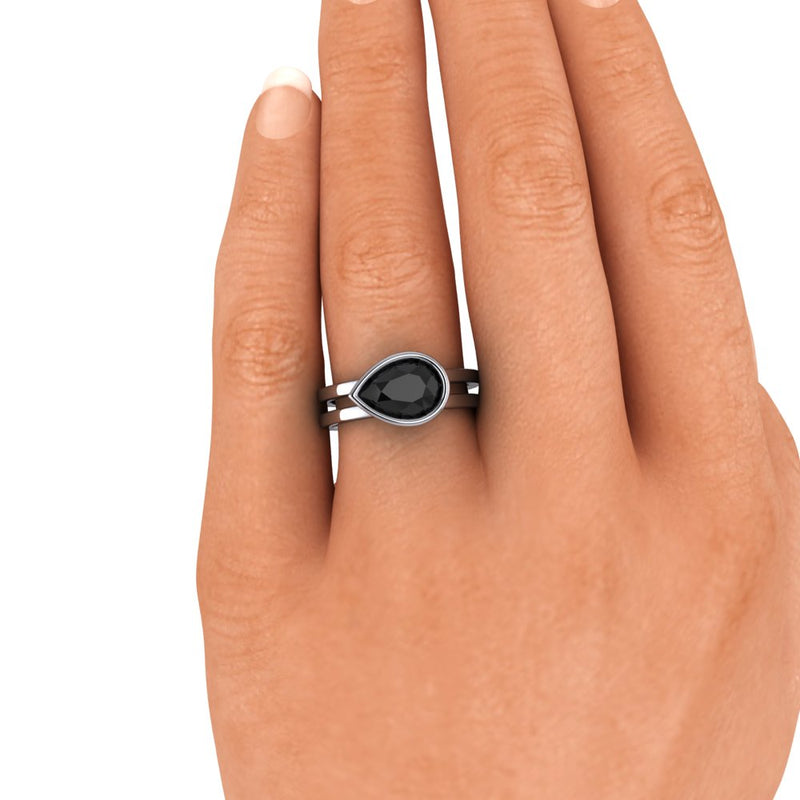 Black Diamond Ring Pear Shape | Bel Viaggio Designs