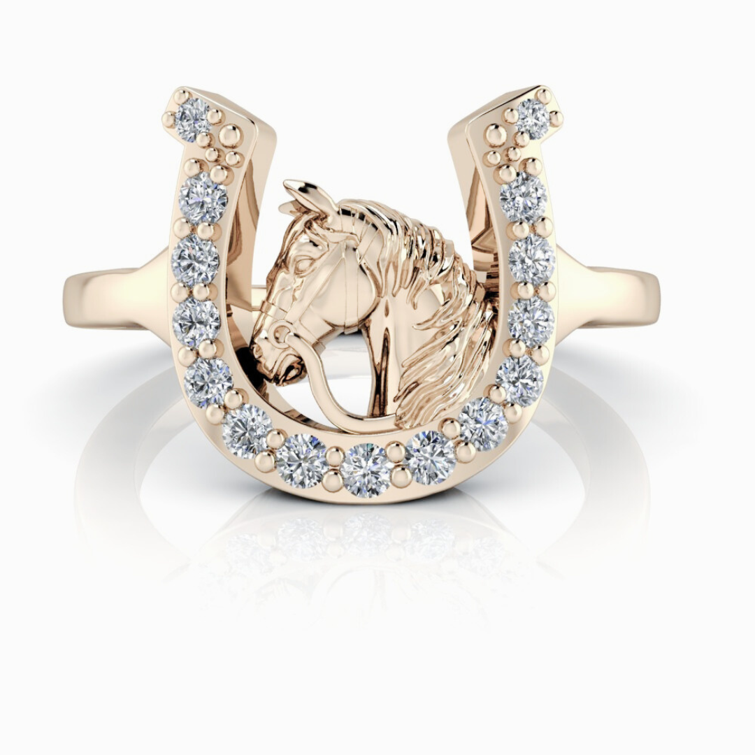 Diamond Horse Ring Solid Gold-Bel Viaggio Designs – Bel Viaggio