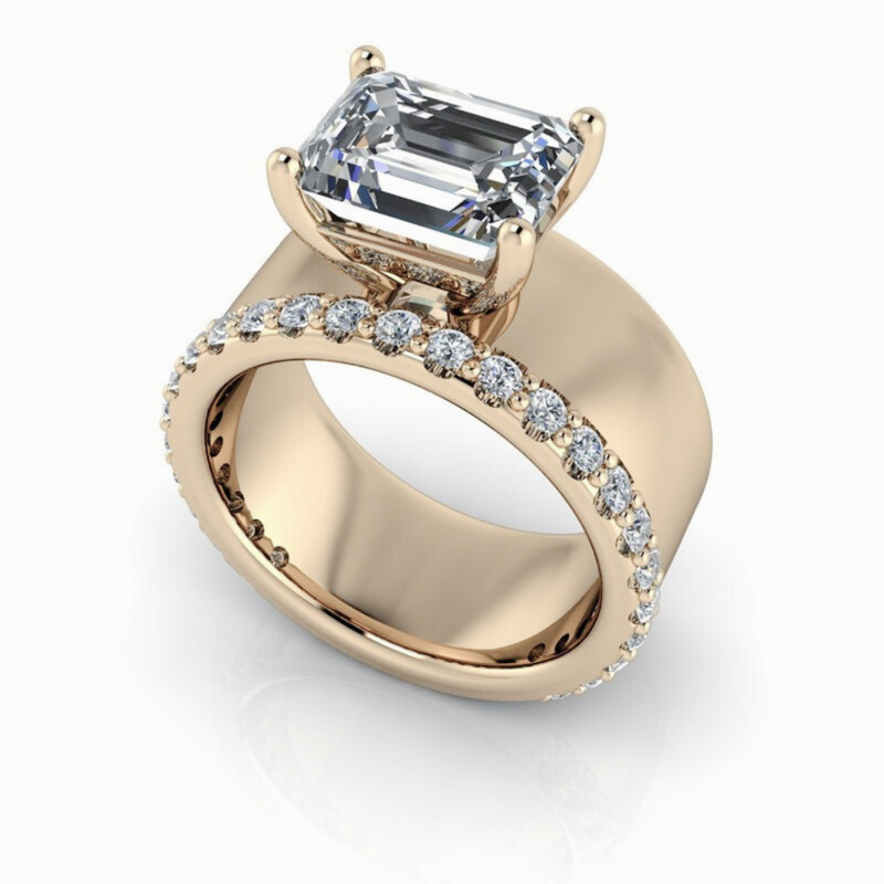 Emerald Cut Lab Grown Diamond Ring - Bel Viaggio Designs