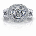 Oval Lab Grown Diamond Engagement Ring Halo Split Shank