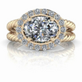Oval Lab Grown Diamond Engagement Ring Halo Split Shank