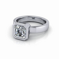 Bezel Set Lab Grown Diamond Engagement Ring Asscher Cut