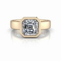 Bezel Set Lab Grown Diamond Engagement Ring Asscher Cut