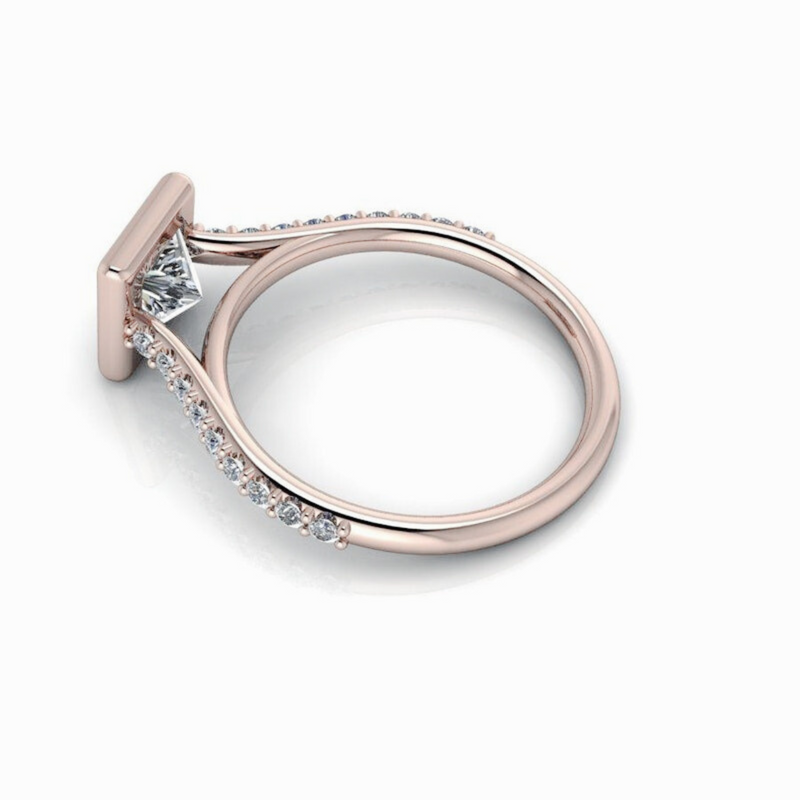 Lab Grown Diamond Engagement Ring Princess Cut Cathedral Set