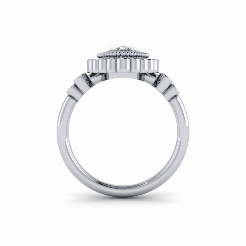Marquise Lab Grown Diamond Engagement Ring Unique Halo 