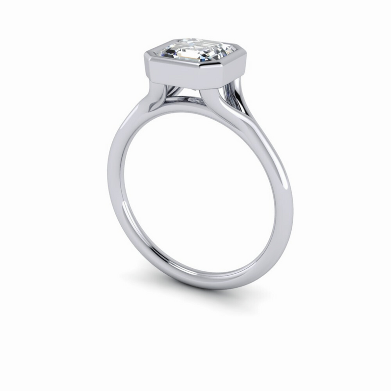 Asscher Lab Grown Diamond Engagement Ring Cathedral Solitaire