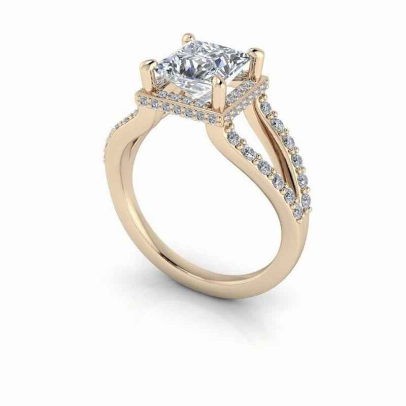 Princess Cut Lab Grown Diamond Engagement Ring Split Shank