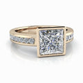 Princess Cut Lab Grown Diamond Engagement Ring Bezel Set