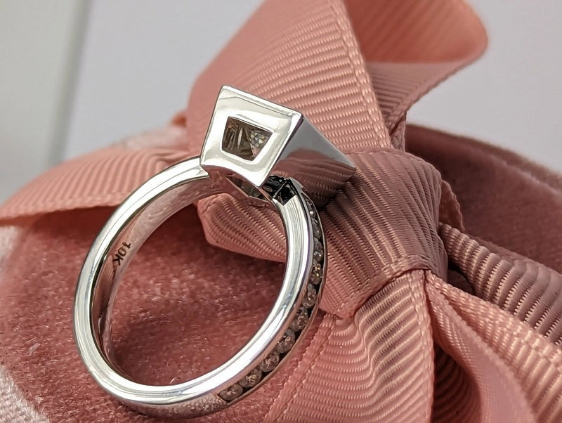 Princess Cut Lab Grown Diamond Engagement Ring Bezel Set
