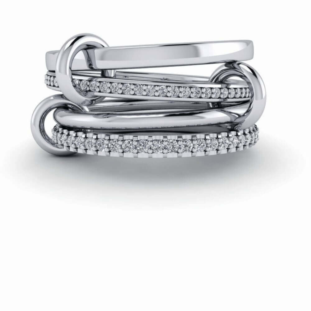 Diamond Connected Rings, Gold Stacking Rings, Fashion Rings