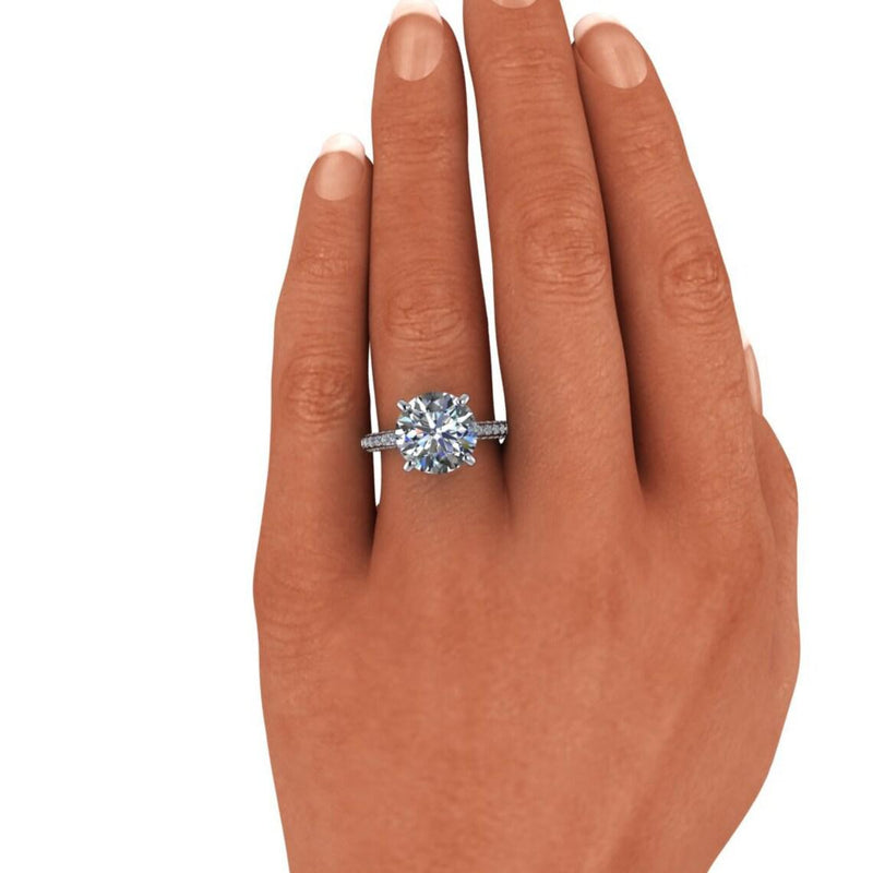 Hidden Halo Iced Out Moissanite Engagement Ring-Bel Viaggio