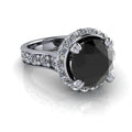 Black Diamond Ring Vintage Halo Engagement Ring 4.21 ctw