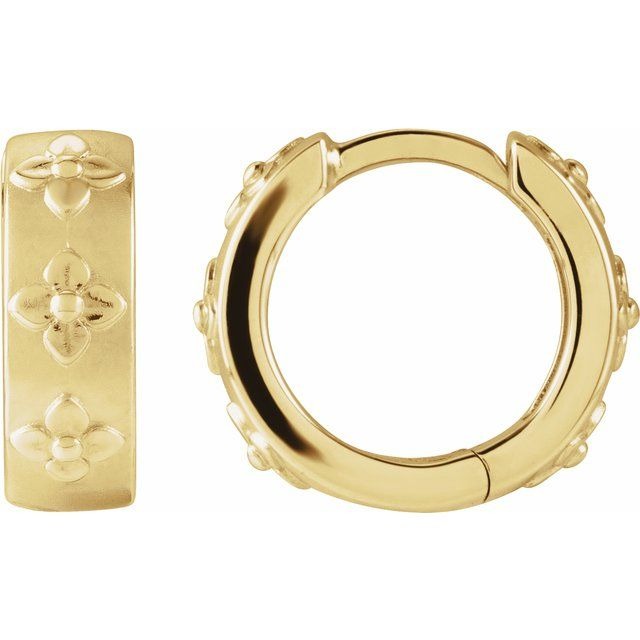 Floral Hinged Huggie Hoop Earrings