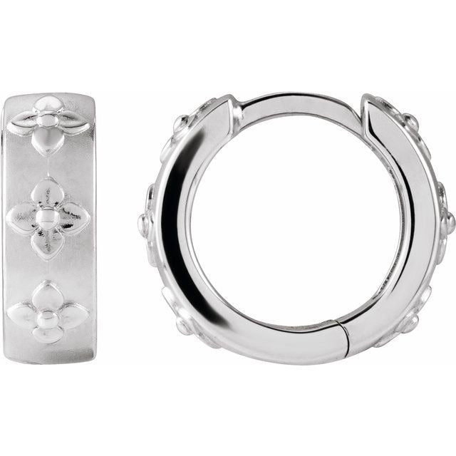 Floral Hinged Huggie Hoop Earrings