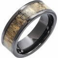 Men's Wedding Band with Antler Wood Inlay-Bel Viaggio Designs