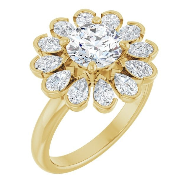 Savee Flower Halo Lab Diamond Ring 2.45 ctw