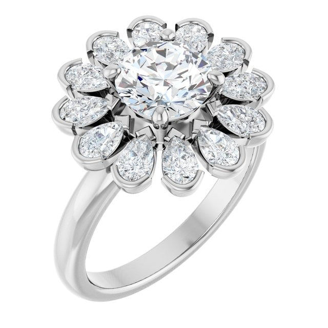 Savee Flower Halo Lab Diamond Ring 2.45 ctw