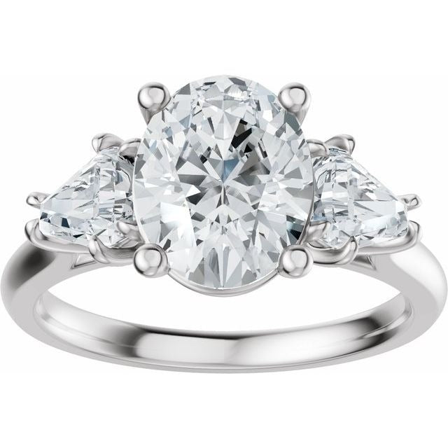 Holland Oval & Trillion Three Stone Lab Diamond Ring 2.75 ctw