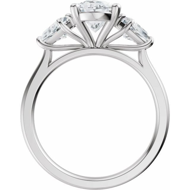 Holland Oval & Trillion Three Stone Lab Diamond Ring 2.75 ctw