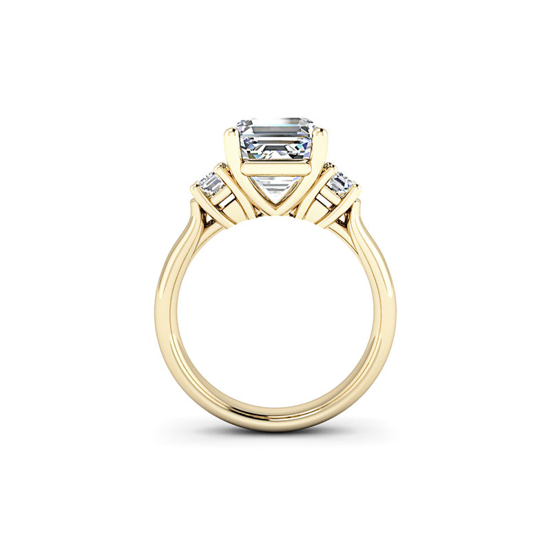 Moissanite Anniversary Ring THree Stone Asscher/Emerald Cut