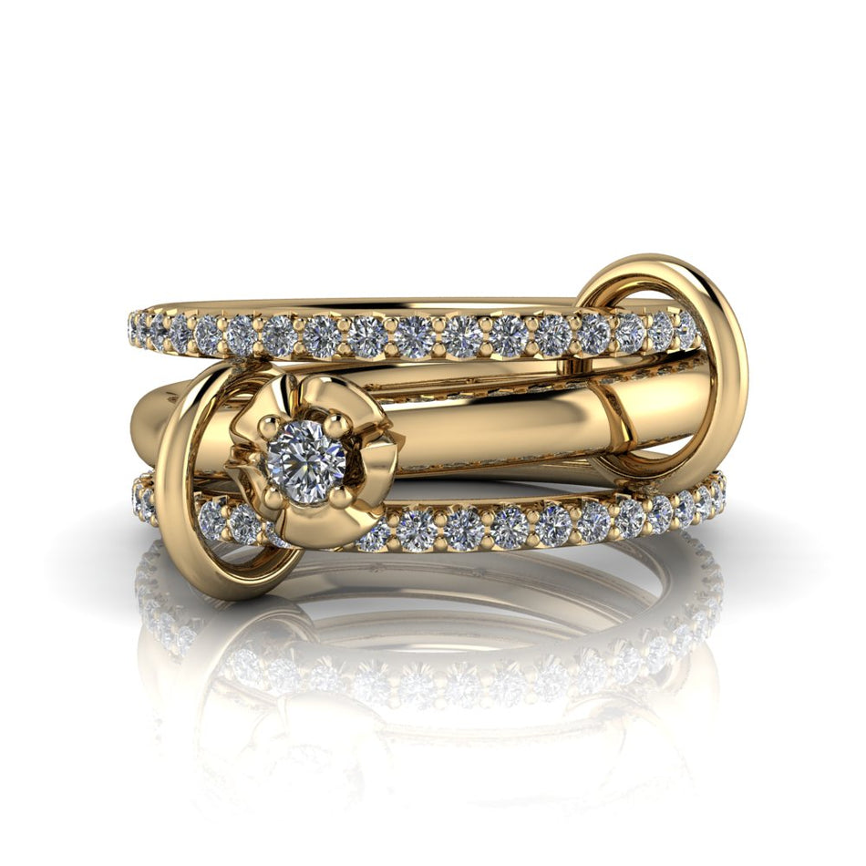 Fleur Diamond Connected Rings .65 ctw