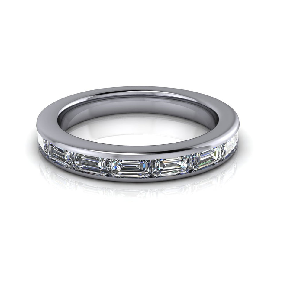 Stephanie 3/4 Eternity Band Emerald Cut Moissanite