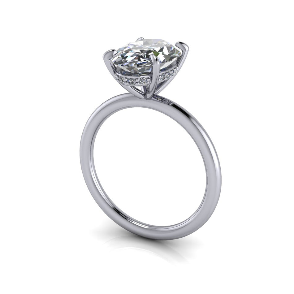 Solitaire Engagement Ring Oval Hidden Halo- Bel Viaggio Designs