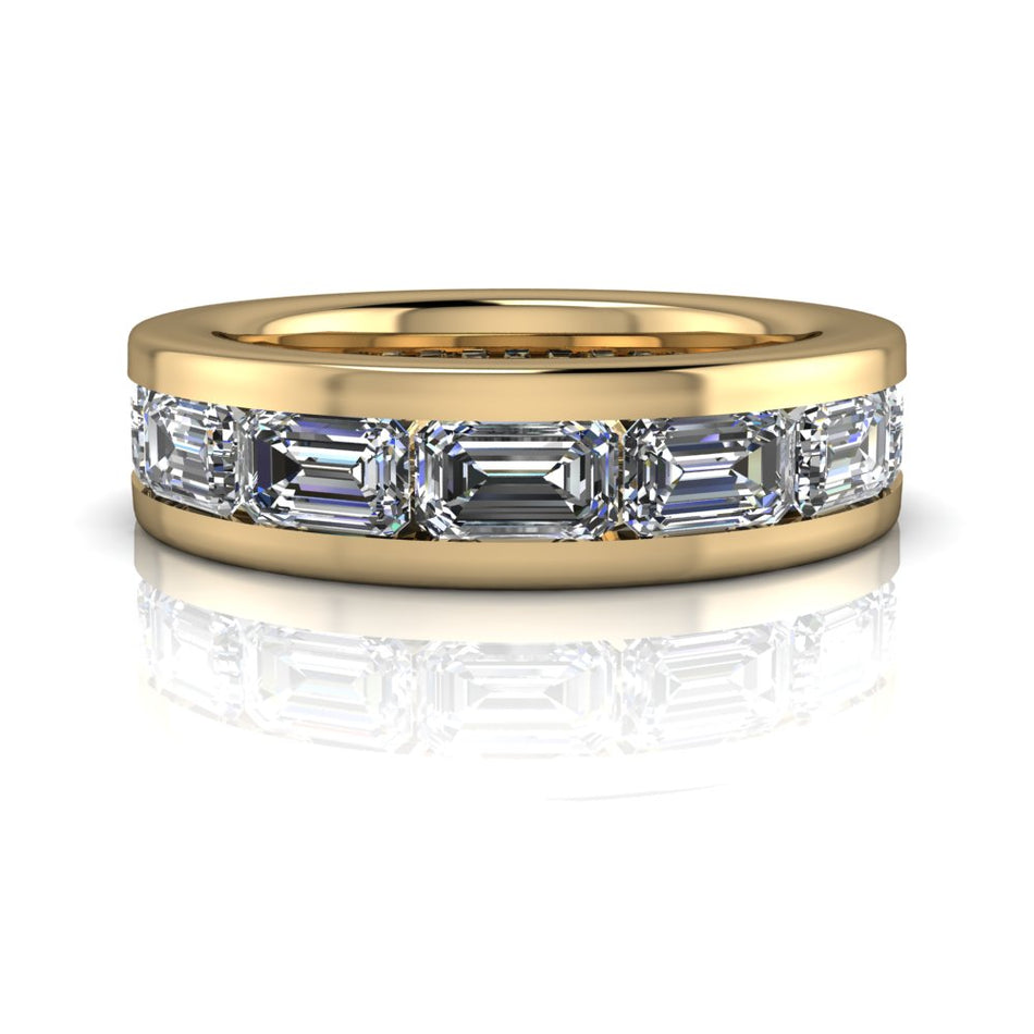 Men's Band Olympia 3/4 Eternity Band Emerald Cut Moissanite 4.50ctw