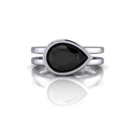 Black Diamond Ring Pear Shape | Bel Viaggio Designs