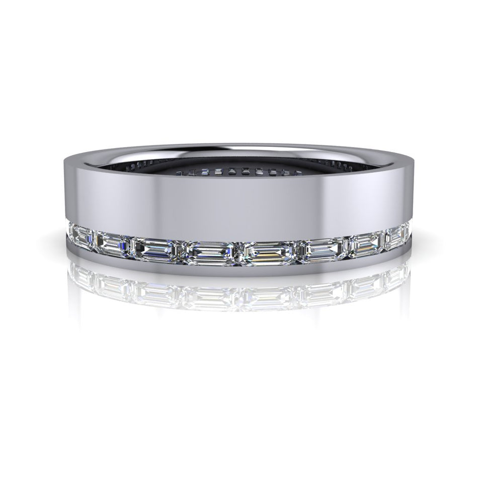 Men's Gold Wedding Band Lab Diamond Emerald Cut