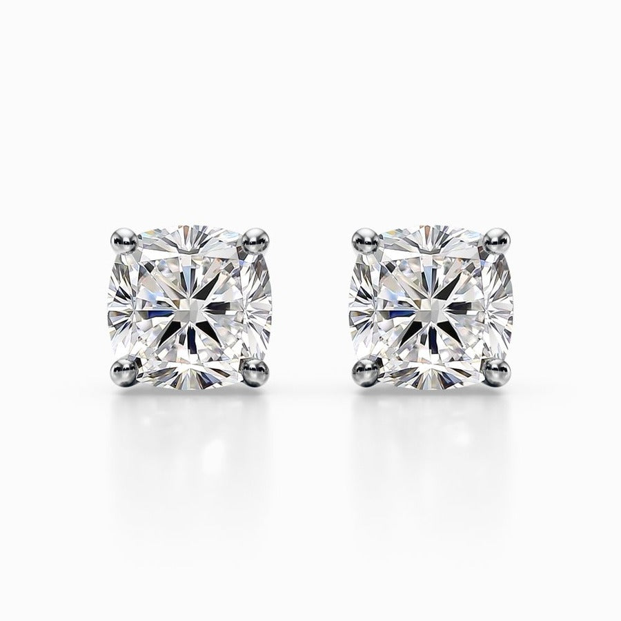 4CT Cushion Cut Lab Grown Diamond 14kt Gold Stud Earrings