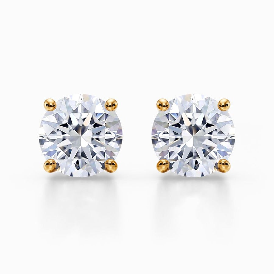 Lab Grown Diamond 14kt Gold Solitaire Earrings 4 CTW