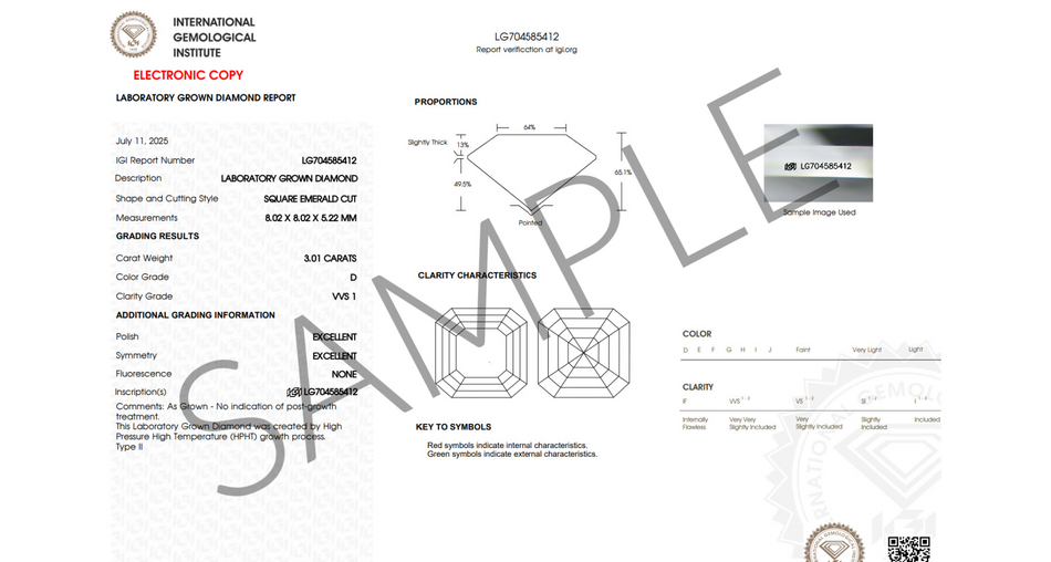 Certified D Color Asscher Lab Diamond 3CT.