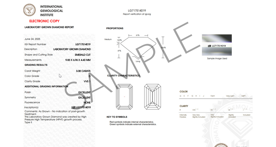 Certified D Color Emerald Cut Lab Diamond 3ct.