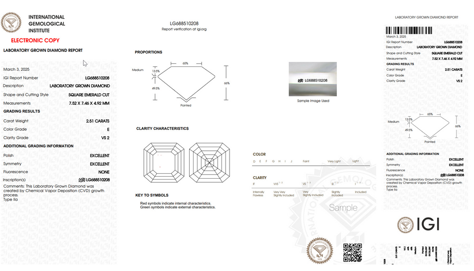 2.5CT. Asscher Lab Grown Diamond -Loose Diamond