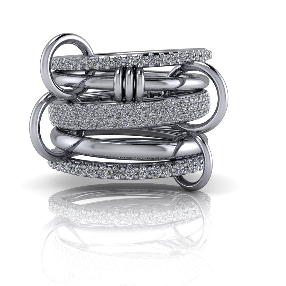 Cosmic Dust Diamond Connected Rings 1.61 ctw