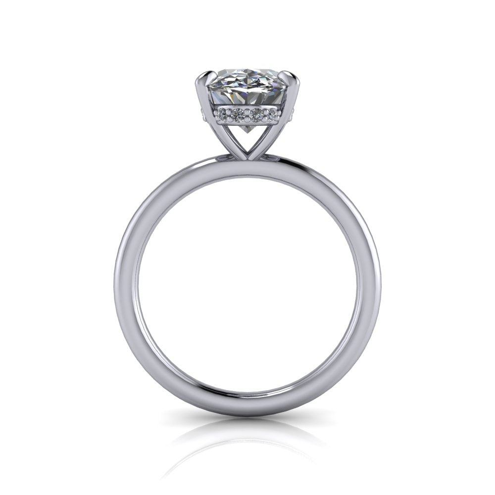 Solitaire Engagement Ring Oval Hidden Halo- Bel Viaggio Designs