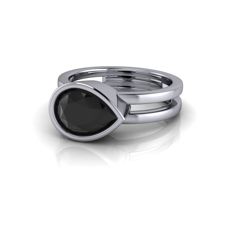 Black Diamond Ring Pear Shape | Bel Viaggio Designs