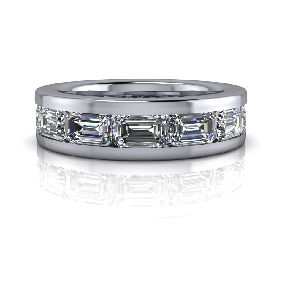 Men's Band Olympia 3/4 Eternity Band Emerald Cut Moissanite 4.50ctw