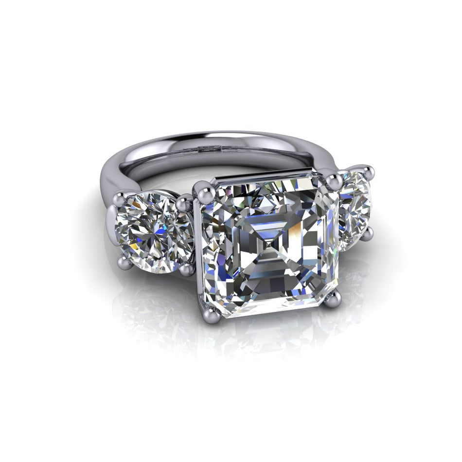 Anastasia Asscher & Round Diamond Three Stone Ring 7 ctw