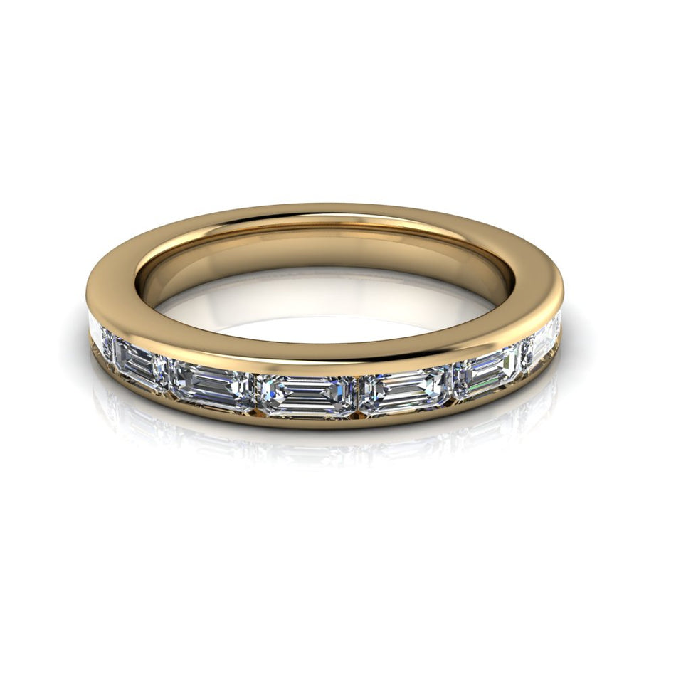 Stephanie 3/4 Eternity Band Emerald Cut Moissanite