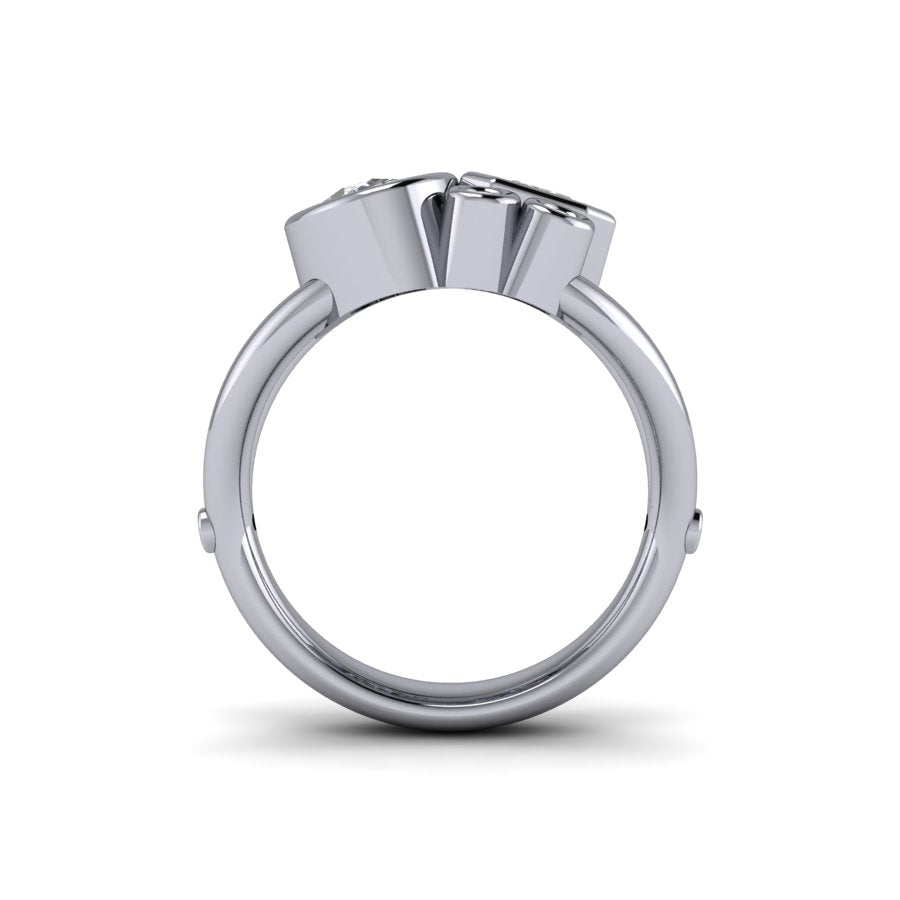 Multi-Stone Anniversary Diamond Ring Bezel Set Split Shank