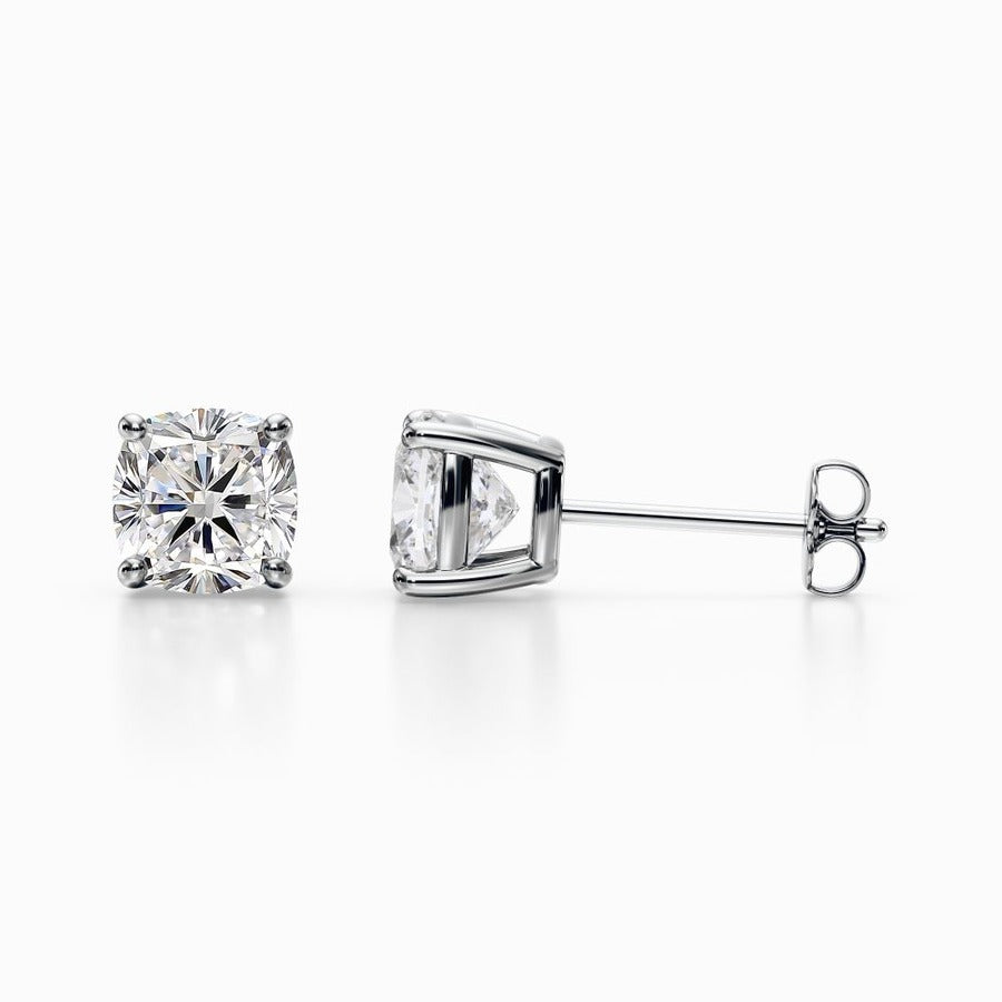 2 CT Cushion Lab Grown Diamond Stud Earrings