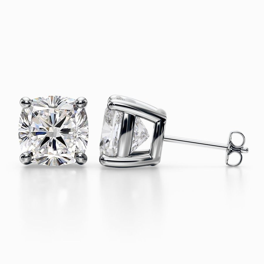 3 CT Cushion Lab Grown Diamond Stud Earrings