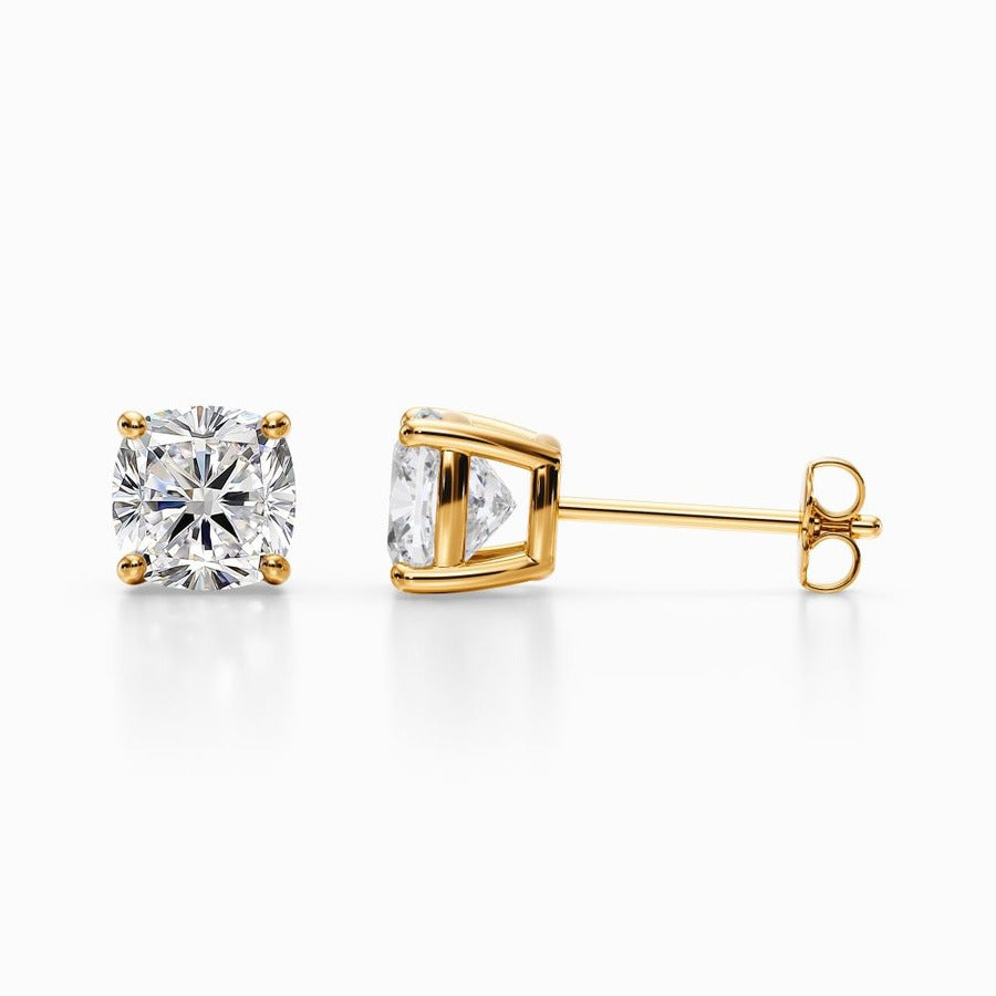 2 CT Cushion Lab Grown Diamond Stud Earrings