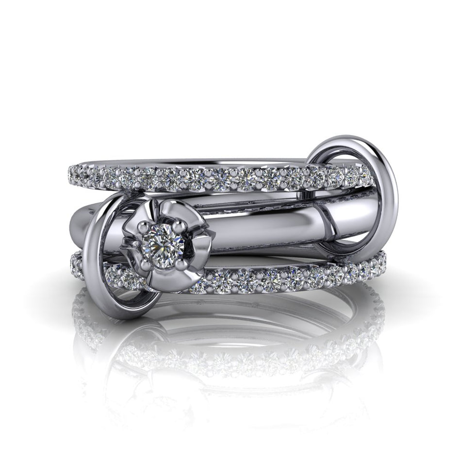 Fleur Diamond Connected Rings .65 ctw