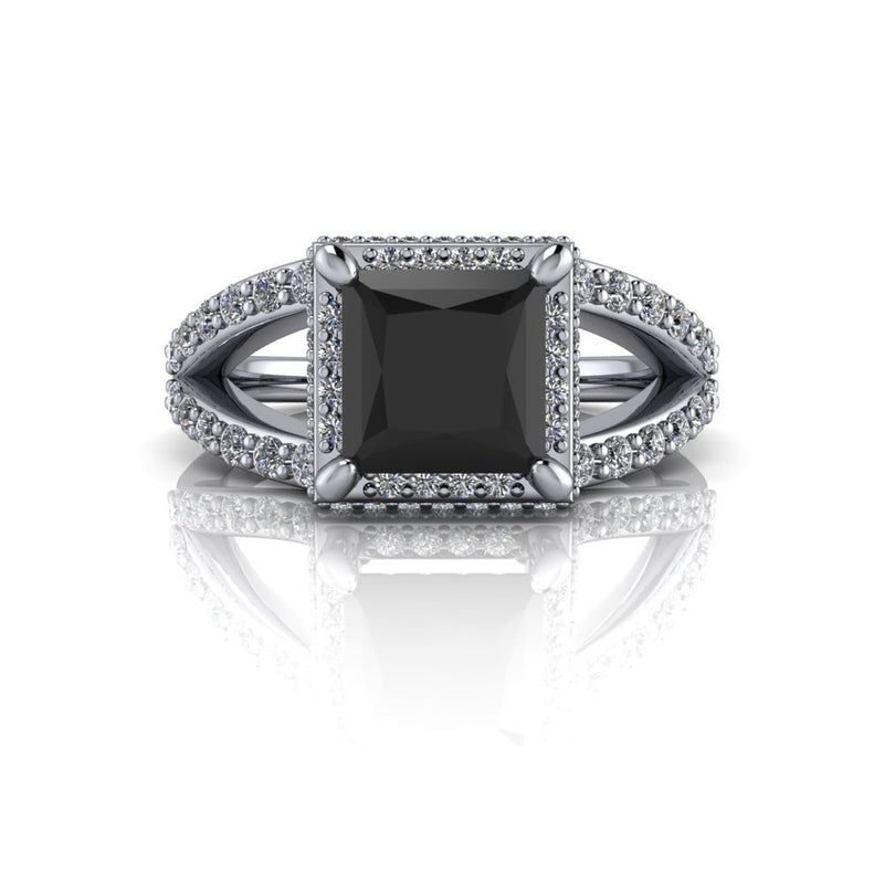 Princess Cut Black Diamond Engagement Ring | Bel Viaggio