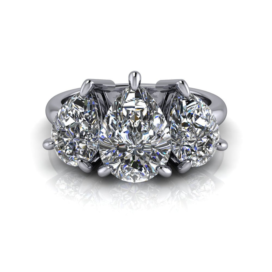 Meara Pear Three Stone Lab Diamond Ring 4CTW