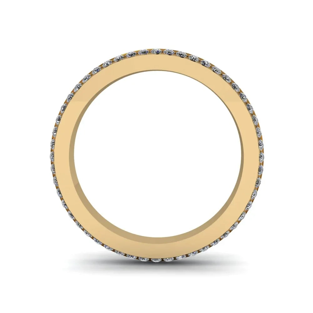 Yellow gold diamond eternity band with pave setting, custom fine jewelry